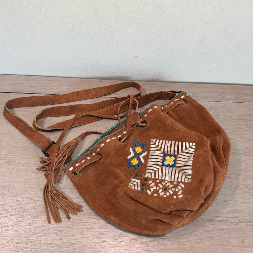 Tylie Malibu Brown Hobo Bag with Embroidered Accents